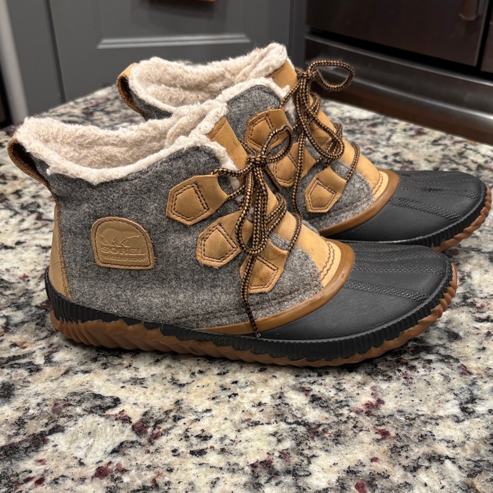 Sorel Gray and Tan ankle boots